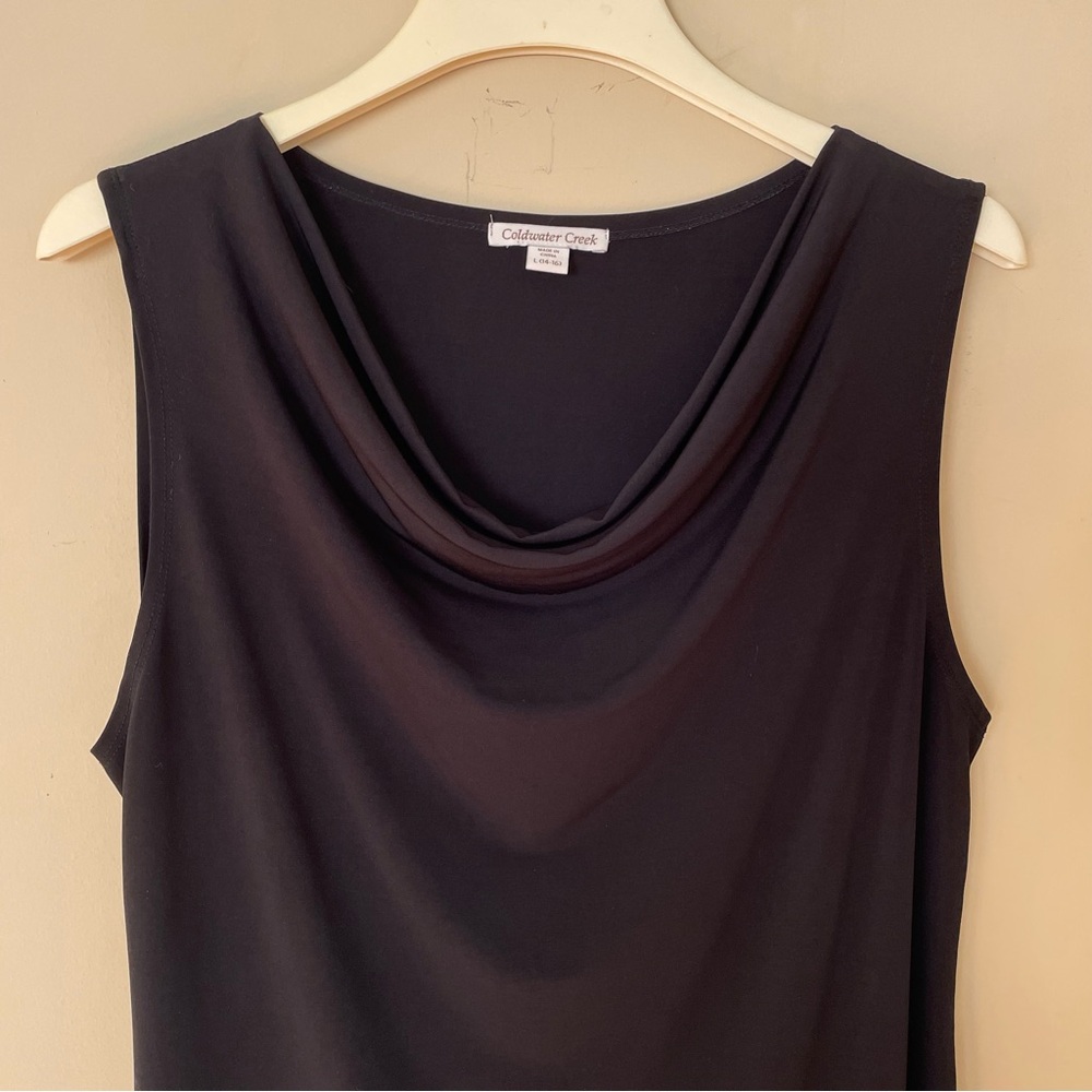 Cold water Creek black sleeveless scoop neck top Women L (14-16) Like New - Picture 2 of 10